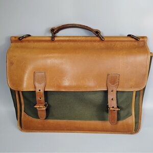 L.L Bean Leather & Canvas Messenger Bag | Classic Work Satchel